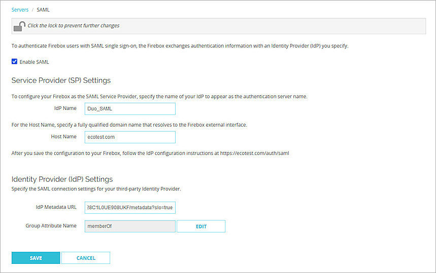 Screenshot of Entra ID, Firebox Auth Server setup 3
